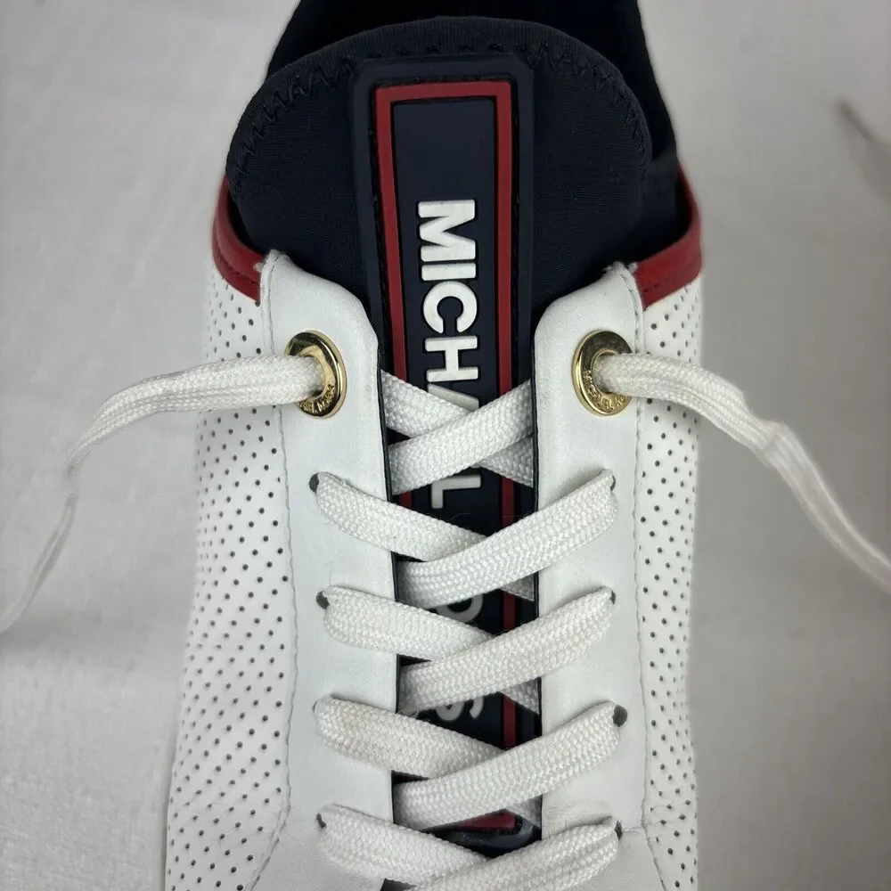 Michael Kors Poppy Platform Sneakers Womens 8 White Leather Perforated Excellent